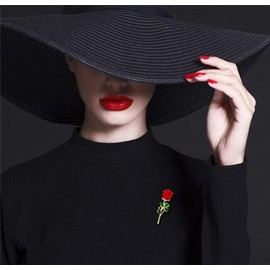 Red Rose Flowers Brooches Pins Drip Oil Brooch Classic for Party Dance Wedding Banquet for Elegant Women Beautiful Girls Lapel Pins Dress Suit Bouquet Ceremony Accessories Jewelry