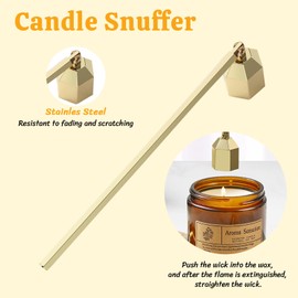 PWMENLK Premium 4 in 1 Candle Accessory Set - Candle Wick Trimmer, Snuffer, Wick Dipper and Tray, Care Kit for Candle Lover, Perfectly Trimmed Wicks (Gold)