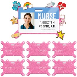 YOPPIX 6 Pcs Badge Buddy Pin Holder, Glitter Acrylic Badge Buddy Topper Pin Holder for Nurse Accessories for Nursing Medical Healthcare
