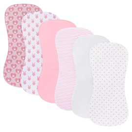 Gelisite 6 Pack Cotton Baby Burp Cloths Extra Absorbent Soft for Baby Boys and Girls (Pink-ftz)