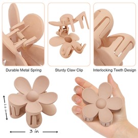 Hair Claw Clips 8PCS Flower Hair Clips Large Hair Clips Cute Claw Clips for Women Thick Hair, Hair Jaw Clips Big Dasiy Matte Hair Clips Non Slip Strong Hold for Women Thick Thin Hair 8 Colors