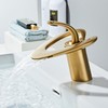 Wovier Brushed Gold Waterfall Bathroom Sink Faucet,Single Handle Single Hole