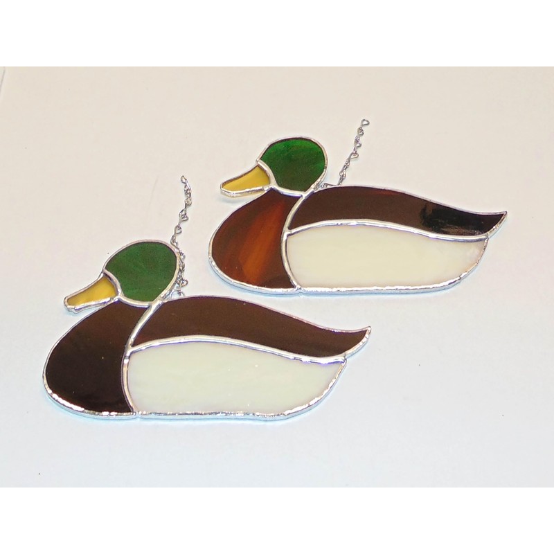 Handmade Mallard Duck Stained Glass Window Decor Ornament