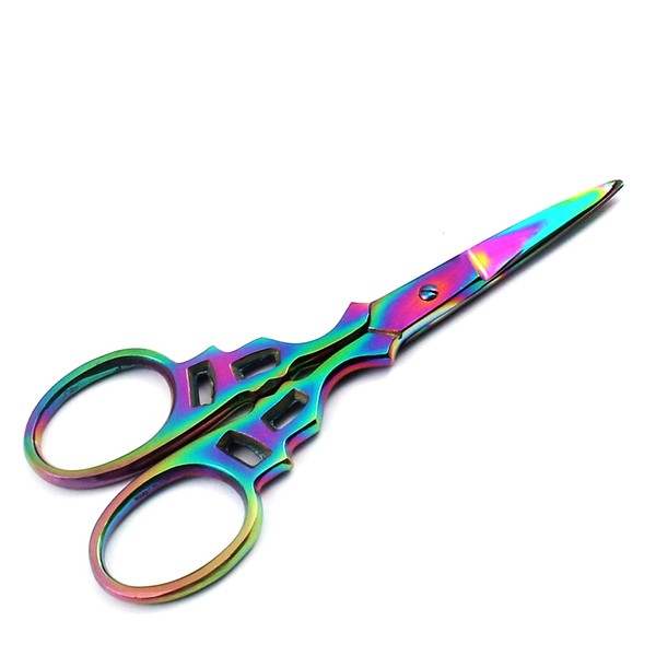 DDP MULTI TITANIUM COLOR RAINBOW SEWING CRAFT EMBROIDERY SCISSORS 3.5" VICTORIAN STYLE BTS-643