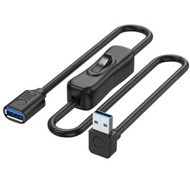 YINGAYOU USB 3.0 Extension Cable 90 Degree with Switch Short USB Extension Cable with Switch Supports 5Gbps Data Transmit and Charge, Suitable for Laptops and PC (Up, 30 cm)