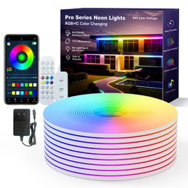 Ustarus Neon Rope Lights 20FT RGB IC, Neon Light Strip LED Strip Lights for Bedroom with Remote&App IP65 Waterproof Music Sync, Color Changing Rainbow LED Rope Lights for Wall Decor Indoor Outside