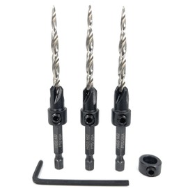 FTG USA Countersink Drill Bit Set for Wood with Tapered Drill Bit 3 Pc #10 (3/16")