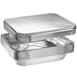 Green Direct Disposable Aluminum Foil Baking Pans with Lids 9x13 Inch | Heavy Duty Half Size Roasting Pan for Oven, Freezer, or Catering Use - for Cooking, Baking & Food Storage (10-pack)