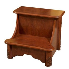 Powell Woodbury Mahogany Bed Step with Storage, Information, Lightly Distressed Woodbury Mahogany, 20 x 17.75 x 17.25