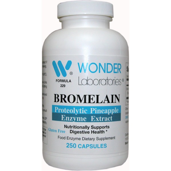 Wonder Labs Bromelain 2000 150mg, Proteolytic Pineapple Enzyme Extract, Nutritionally Supports Digestive Health - 250 Capsules