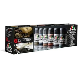 ITALERI 448AP - Acryl Model Wash Set, Modellbau, Bausatz, Standmodellbau, Basteln, Hobby, Kleben, Plastikbausatz, 20 ml (6er Pack), Unlackiert