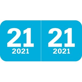 Doctor Stuff - 2021 Year Labels, Col'R'Tab/Tabbies Compatible Series, Light Blue Stickers, 500/Roll, 4 Rolls, 3/4" x 1-1/2"