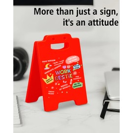 Work Bestie Desk Little Signs - Work Besties Gifts for Women Colleague, Coworker Birthday Gifts Office Accessories for Women, New job Leaving Gift