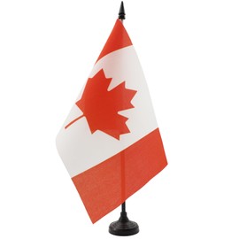 Canada Table Flag 5'' x 8'' - Canadian Desk Flag 21 x 14 cm - Black plastic stick and base - Drapeau Canada AZ FLAG