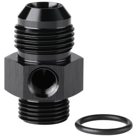 Podavelle 10AN Male Flare to 8AN -8 ORB Male with 1/8 NPT Gauge Port Fuel Pressure Fitting Adapter Aluminum Black