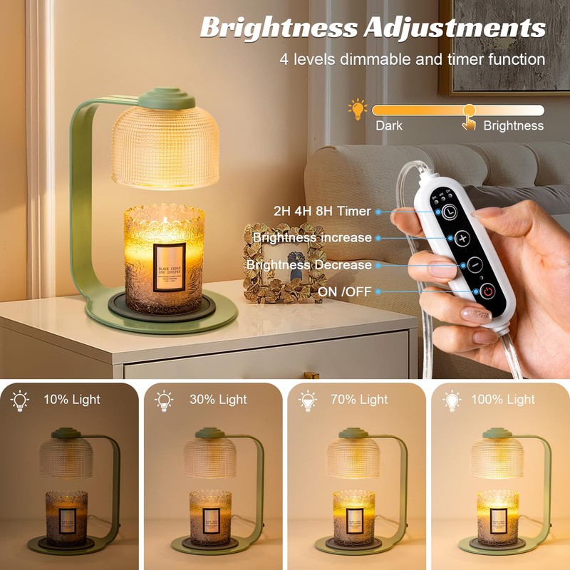 Shang Chiang Candle Warmer Lamp with Clear Glass Globe and