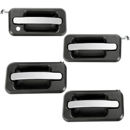 HECASA 4Pcs Exterior Door Handle Compatible with 2003-2009 Hummer H2 Base Replacement for 25845864 25845865 25845866 Front & Rear Driver Passenger Side (Chrome Lever & Black Housing)
