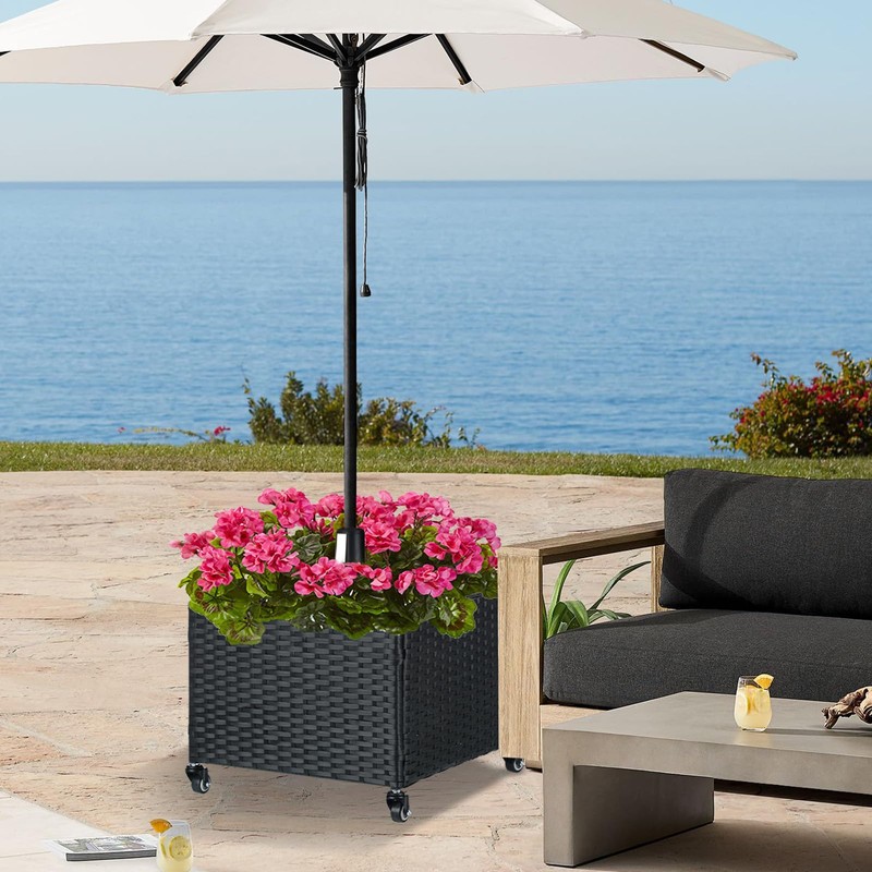 SUNNYPARK Umbrella Stand Outdoor Base with 4 Wheels Heavy Duty