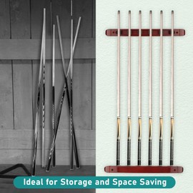 Adhafera Pool Cue Holder, 6 Pieces Wall-Mounted Pool Cue Rack, Suitable for Billiard Clubs, bars, Snooker Games