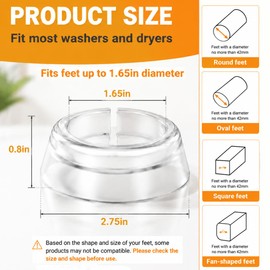 Anti Vibration Pads for Washing Machine -Clear Silicone Washer Feet 4-Pack