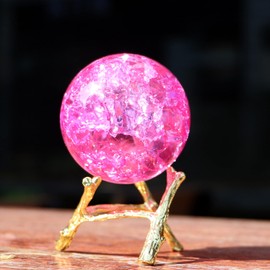 50mm Crystal Ice Cracked Balls with Metal Branches Base Paperweight K9 Glass Decorative Ball Decor for Home Table Room Office Wedding Ornaments