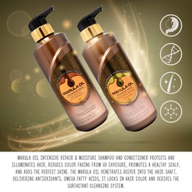 Marula Oil Shampoo and Conditioner Sets,Color Safe Ultra Moisture Sulfate Free Shampoo Conditioner Pack for All Hair Types, Moisturizing,Smoothing, Locks Moisture, Natural Repair, Pump Bottle