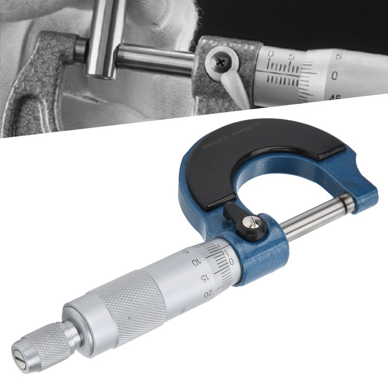 Micrometer 0‑25mm Scale Outside Diameter Carbon Steel Spiral Locking Measuring