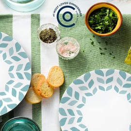 Corelle Global Collection Vitrelle 6-Piece Dinner Lunch Set, Triple Layer Recycled Glass, Lightweight Eco-Friendly Round 8-1/2-Inch Plates Set, Northern Pines