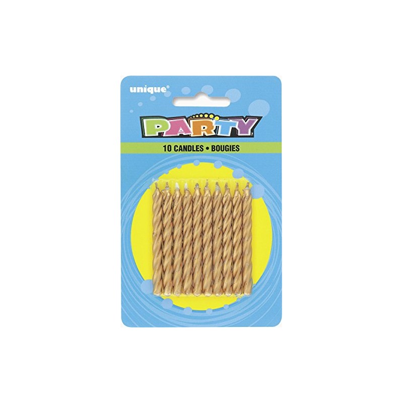 Unique Party Candles, 2.5", Gold Spiral