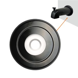 hwalu 1/4" Thick SUS304 Tub Spout Cover Ring, Bathtub Faucet Surround Sealing Spacer Plate, Bath Shower Remodel Trim Faceplate Gasket (Matte Black)