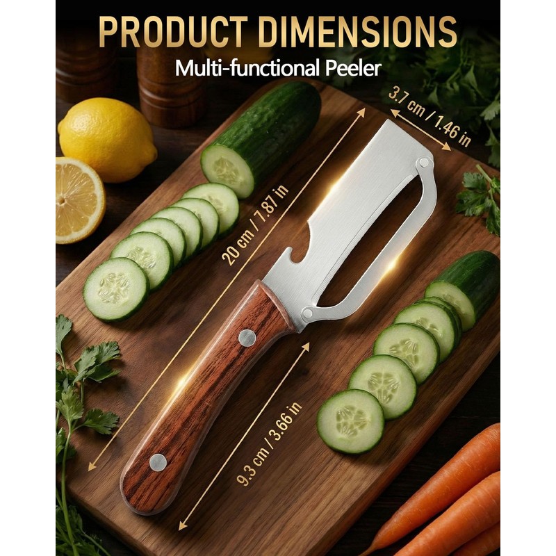 Multi-Purpose Kitchen Peeler, Sharp Stainless Steel Blade for Fruits &