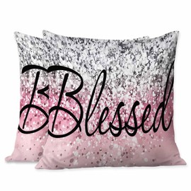 Beabes Throw Pillow Covers,Silver Pink Glitter,Pillow Cases for Bedroom Living Room Pack of 2