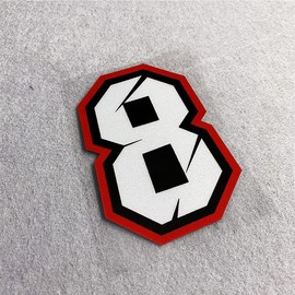 Car Styling and Decals Arabic Numerals Motorcycle Head Body Racing Track Helmet Decorate Stickers Reflective 150x105mm (Number 8)