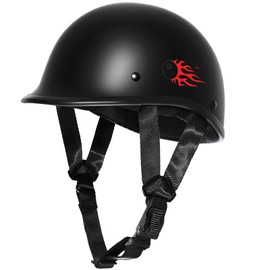TRIANGLE Half Shell Helmet Motorcycle for Adults Men German Style Scooter Moped Helmet, Open Face Motorcycle Helmet Meet Dot Approved.