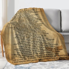 ONE TO PROMISE Psalm 91 Blanket, Christian Gifts for Men and Women, Religious Throw Blanket, Vintage Scripture Blanket, Bible Verse Blanket, Catholic Gifts, Religious Gifts for Men Women,50"x40"