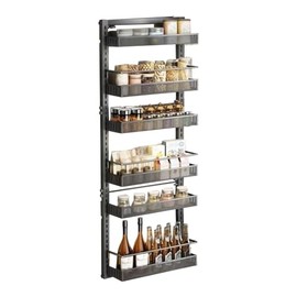 dainslef Adjustable Over The Door Organizer, 6-Tier Metal Hanging Door Organizer, Metal Hanging Spice Rack Shelves Door Wall Mounted Shelf for Pantry Laundry Organization and Storage