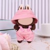 lasuroa 2pcs Miniature Doll Clothes Set, Pink Fisherman Hat &