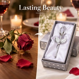 Crystal Glass Rose for Romantic Gifting – Elegant Artificial Flower Keepsake for Anniversaries, Weddings & Home Décor