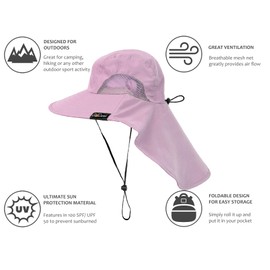 Womens Sun Hats with Neck Flap UV Protection & Chin Strap Wide Brim for Outdoor