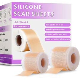 Parches de Silicona para Cicatrices, 2 Rollos Reutilizables e Impermeables Cinta para cicatrices recortable, 4 cm x 1.5 m y 4 cm x 60 cm, ultrafina y lavable para cesárea, acné, quemaduras y queloides