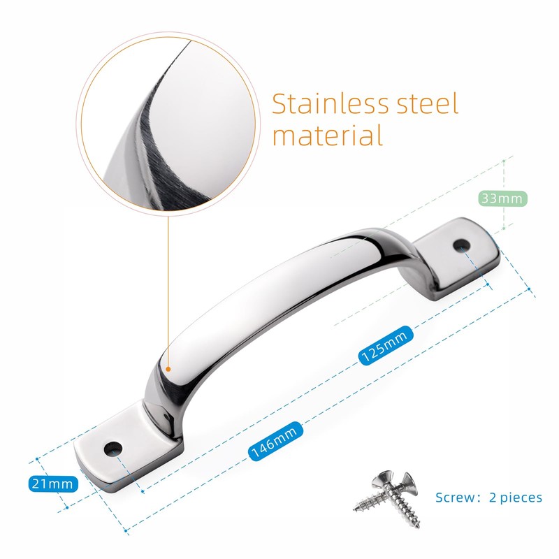 YUDTKK Heavy Duty Door Pull Handle, Stainless Steel Mirror Polish,5-3/5''
