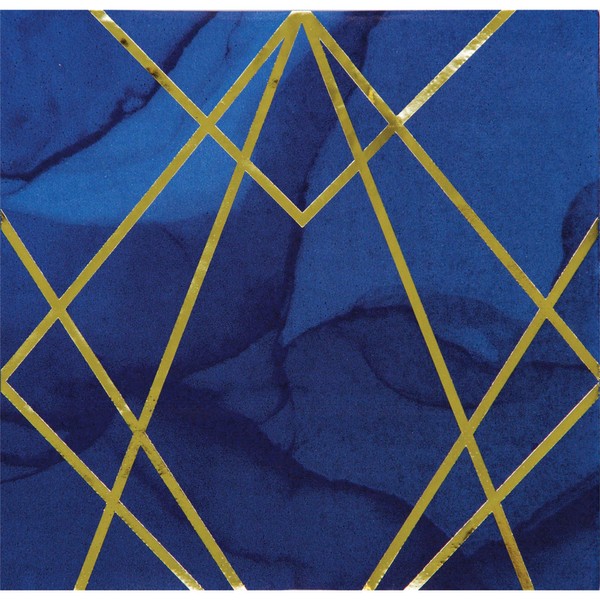 Club Pack of 192 Navy Blue and Gold Geode 3