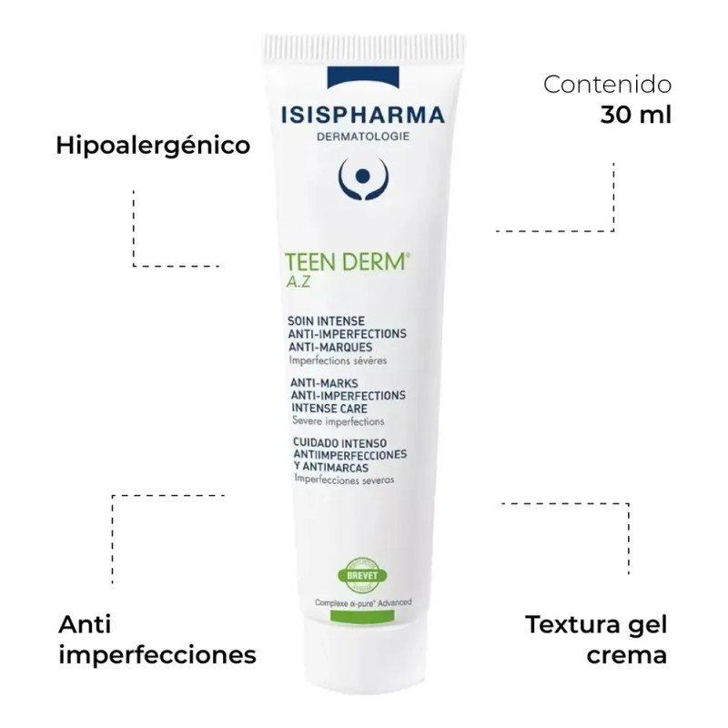 Isispharma Teen Derm Az 30ml Gel Crema Facial Anti Imperfecciones