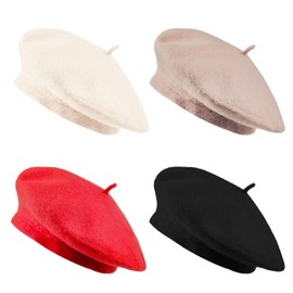 Jolbndcv Wool French Beret Hat 4 Pcs Artist Hat Red Barrette Hat for Girl