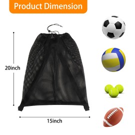 Mordx 2 Pcs Basketball Mesh Bags, Drawstring Basketball Net Bag,Football mesh Bag,Backpack Mesh Bag,Collapsible,for Carrying Basketball, Volleyball, Football and Table Tennis,Black