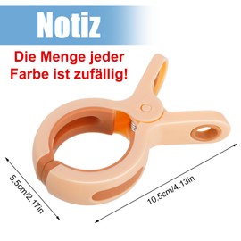 Bestomrogh Pack of 10 Towel Clips for Beach Loungers, Plastic Large Clothes Pegs, Windproof Bath Towel Clips, Beach Towel Clips for Garden, Pool, Chair, Daily Laundry and Bed Linen