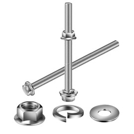 M10 x 60mm Flanged Hex Head Bolts, Nuts, Flat & Lock Washers, 20Pcs 18-8 (304) Stainless Steel, Fully Threaded, by SG TZH