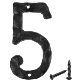 sourcing map House Address Number, 5.5 Inch Cast Iron Vintage Wall Number 5 Outside Numbers for Home Street Office Mailbox Sign, Black