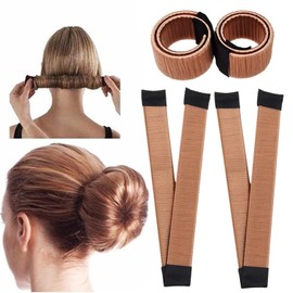 Glamza Women's Magic Hair Bun Snap Styling Donut Former French Twist Band Maker (Light Brown)