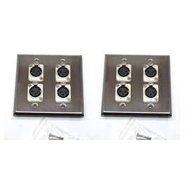 (2) Two Four XLR Double Wall Plates w/Neutrik NC3FD-L-1 Female Stainless Steel